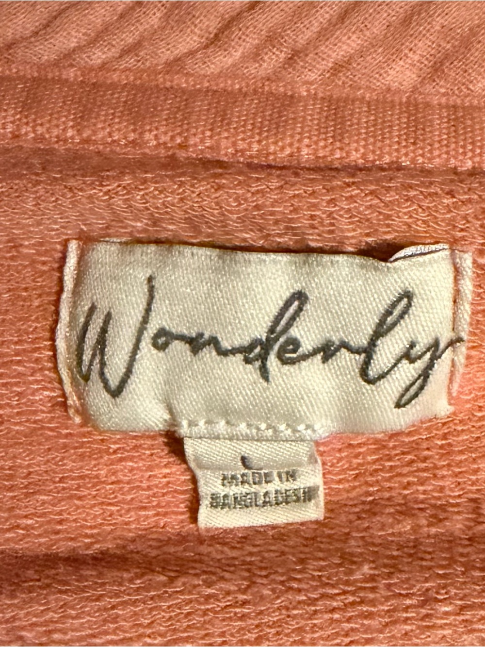 Wonderly Peach Knit Dress with Frayed Sleeves Size Large - Picture 3 of 4